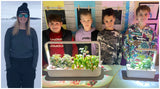 Collage of teacher and students with Click and Grow smart gardens.